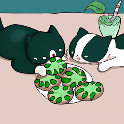 "Cats Enjoying Mint Chocolate Cookies" & mintchocolatefrappe (February 19, 2025 1559)
