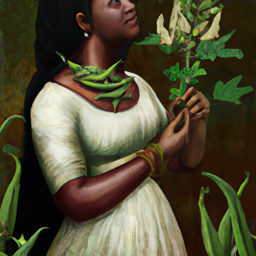 "Elegant Woman with Okra Plant" & ranuse20 (February 18, 2025 1105)