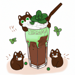 "Minty Frappe with Adorable Cats" & mint chocolate frappe! (June 14, 2025 0725)