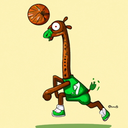 "Okra Giraffe Dunking a Basketball" & ranuse20 (February 23, 2025 2357)
