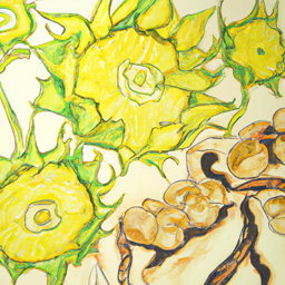 "Okra and Sunflowers in Harmony" & burnt-meringue (February 08, 2025 1052)
